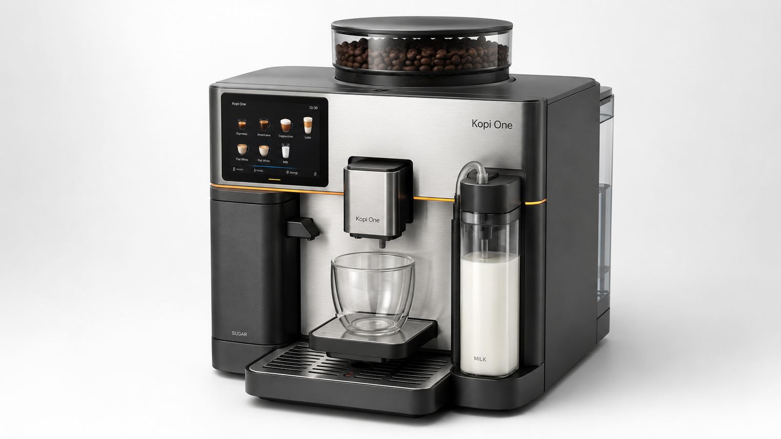 Kopi One — bean-to-cup with milk & sugar